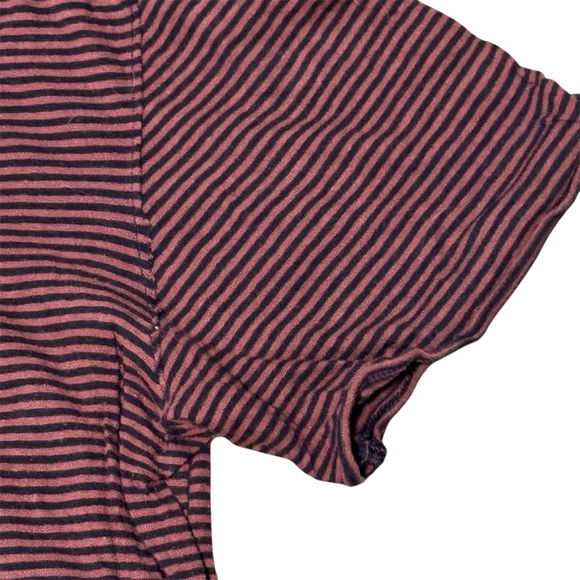 ALL SAINTS Men’s Short Sleeve Maroon/ Black Horizontal Stripped Tee - XLarge - Picture 4 of 4